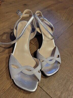 Women's Loriblu Low Block Heel Sandals in Pale Blue Suede Mettalic Accents